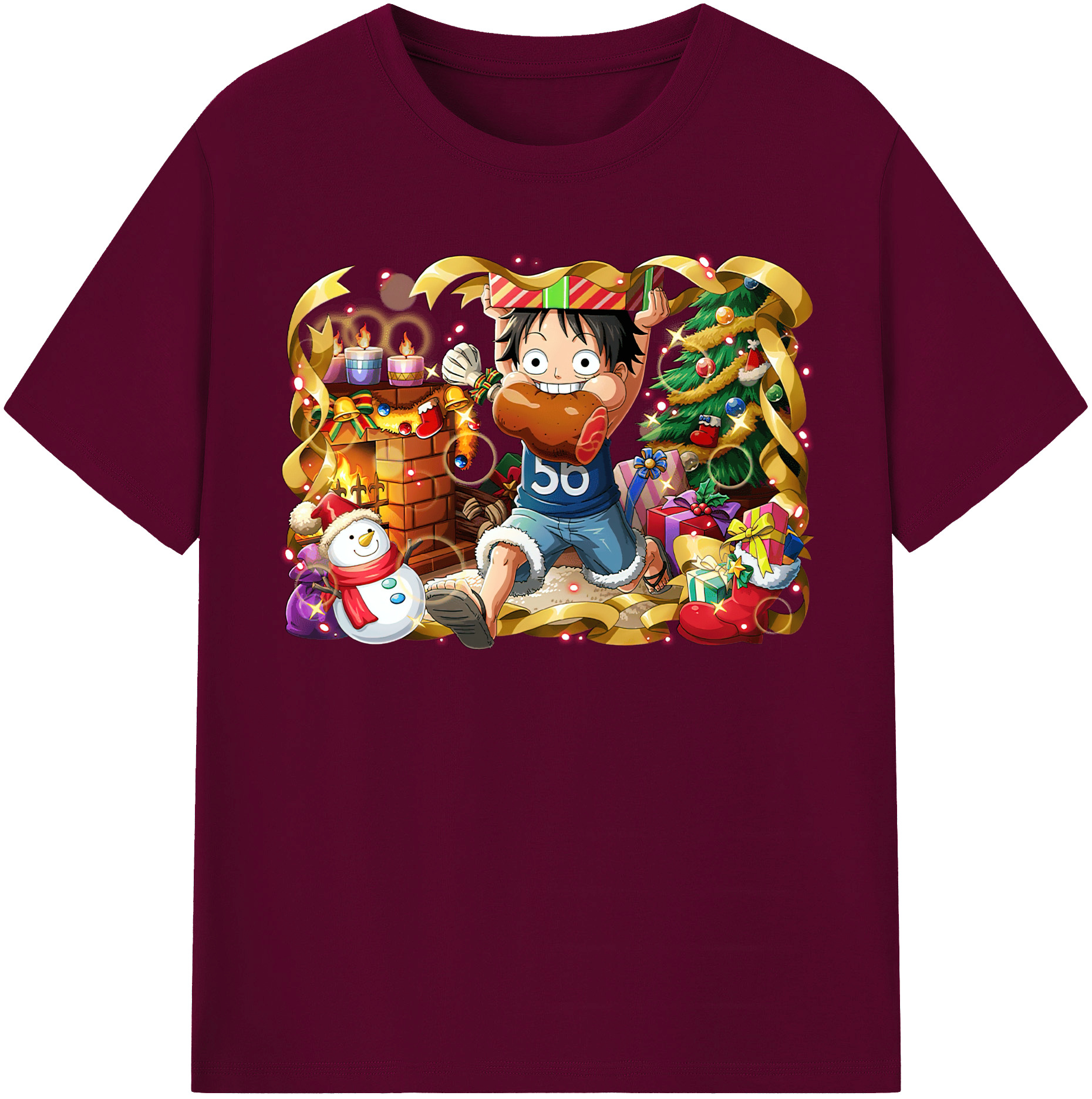 ワンピース モンキー・D・ルフィ ONE PIECE Monkey D. Luffy レディースカジュアルプリントTシャツ（綿100％）